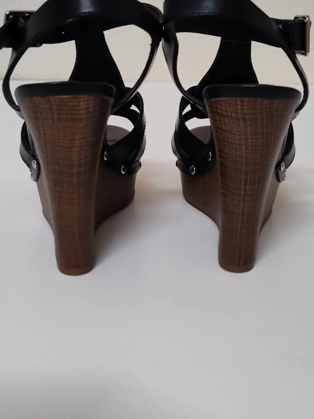 GBG Black platform wedge sandals size 8